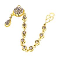 Iron Chain with rhinestone golden 38mm Sold By Bag