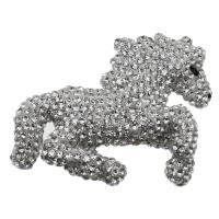Rhinestone Clay Pave Beads, Horse, DIY & no hole, white, 69mm, 10PCs/Bag, Sold By Bag