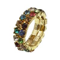 Rhinestone Finger Ring Iron for woman & with rhinestone mixed colors 101mm Sold By Bag