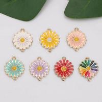 Flower Zinc Alloy Connector Daisy gold color plated DIY & enamel nickel lead & cadmium free Sold By Bag