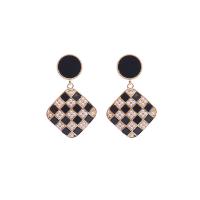 Zinc Alloy Drop Earrings Geometrical Pattern gold color plated Korean style & for woman black nickel lead & cadmium free 32mm Sold By Pair