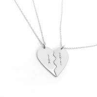 Couple Necklace 925 Sterling Silver Heart Unisex silver color Length Approx 45 cm Sold By PC