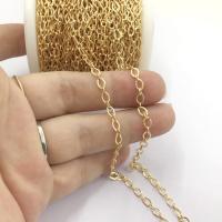 Brass Oval Chain, 18K gold plated, DIY, 3.50x5mm, Sold By m