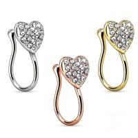 Stainless Steel Nose Piercing Jewelry 304 Stainless Steel Vacuum Plating with rhinestone Sold By PC