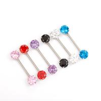 Stainless Steel Nipple Ring 304 Stainless Steel with Cubic Zirconia Vacuum Plating fashion jewelry 28mm Sold By PC