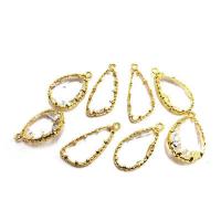 Crystal Pendants Brass with Crystal gold color plated DIY white nickel lead & cadmium free 23mm Sold By Bag