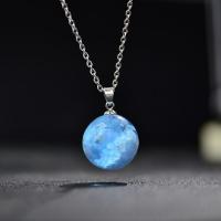 Organic Glass Necklace with Resin Round for woman & luminated 20mm Length Approx 19.69 Inch Sold By PC
