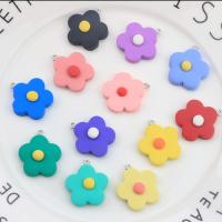 Polymer Clay Pendler, Flower, Unisex, flere farver til valg, 25x5mm, Ca. 100pc'er/Bag, Solgt af Bag