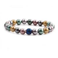 Shell Pearl Bracelet with Lava Round for woman 8mm Length 7.5 Inch Sold By PC