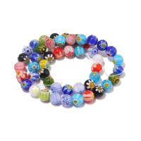 Millefiori Scheibe Lampwork Perlen, Millefiori Lampwork, rund, DIY, gemischte Farben, verkauft per 38 cm Strang