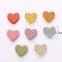 Wood Beads Schima Superba Heart stoving varnish DIY & no hole & stripe 20mm Sold By PC