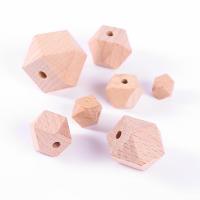 Wood Beads Beech Wood Polygon DIY yellow Sold By PC