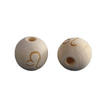 Wood Beads Schima Superba Round Carved Zodiac symbols jewelry & DIY 16mm Sold By PC