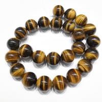Tiger Eye Beads, Runde, poleret, du kan DIY & forskellig størrelse for valg, blandede farver, Solgt Per Ca. 15.35 inch Strand