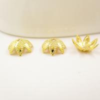 Brass Bead Cap Flower plated golden 9mm Sold By PC