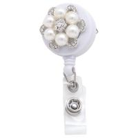 Zinc Alloy Badge Holder with Plastic Pearl with rhinestone mixed colors 700mm Sold By PC