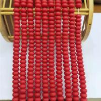Rondelle Crystal Beads Abacus polished DIY & frosted bright red Sold By Strand