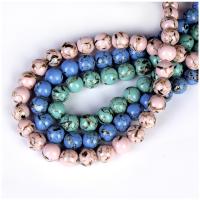 Gold Vein Turquoise Beads with Shell Round polished DIY Sold By Strand