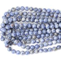 Blå Spot Stone Beads, Runde, poleret, du kan DIY, blandede farver, Solgt Per 38 cm Strand