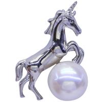 925 Sterling Silber Perlen Halskette, 925er Sterling Silber, mit Natürliche kultivierte Süßwasserperlen, plattiert, für Frau, Silberfarbe, 20x15mm, Länge 45 cm, verkauft von PC