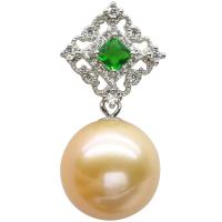 925 Sterling Stříbrný perlový náhrdelník, 925 Sterling Silver, s Sladkovodní Pearl, pro ženy & s drahokamu, stříbro, 15x13mm, Délka 45 cm, Prodáno By PC