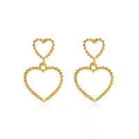Zinc Alloy Drop Earrings Heart fashion jewelry & for woman golden Sold By Pair