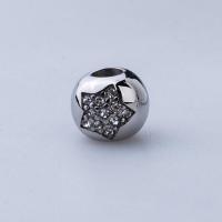 316 Stainless Steel European Large Hole Beads Round Vacuum Ion Plating DIY & with rhinestone Sold By PC