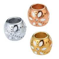 316L Stainless Steel European Large Hole Beads Round Vacuum Ion Plating DIY & epoxy gel & with rhinestone Sold By PC