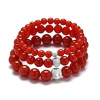 Red Agate Bracelets Round Unisex Length Approx 7 Inch Sold By PC