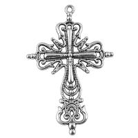 Tibetan Style Cross Pendants, plated, more colors for choice, 64x43mm, Sold By PC