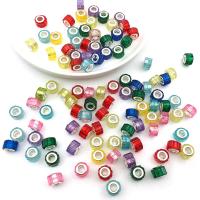 Resin European Beads with Iron Round silver color plated DIY mixed colors 13mm Sold By Set