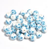 Impression de porcelaine, perles, porcelaine, Rond, DIY, couleurs mélangées, 10mm, 20PC/sac, Vendu par sac