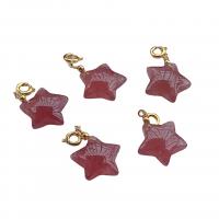 Strawberry Quartz Pendant with Zinc Alloy Star red 10-25mm Sold By PC