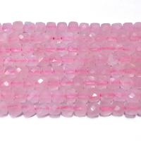 Grânulos de quartzo rosa natural, Quadrado, DIY & facetada, rosa, 4mm, vendido para Aprox 39 cm Strand