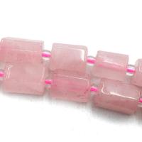 Natürliche Rosenquarz Perlen, Rechteck, poliert, DIY, Rosa, 7x10mm, verkauft per ca. 39 cm Strang