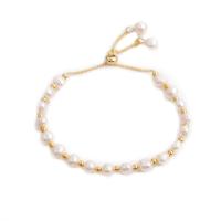 Freshwater Cultured Pearl Bracelet Brass with Freshwater Pearl gold color plated fashion jewelry nickel lead & cadmium free Length 7.09 Inch Sold By PC