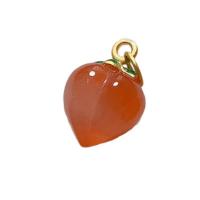 Agate Jewelry Pendants with Brass Peach gold color plated enamel 8-9mm Sold By PC