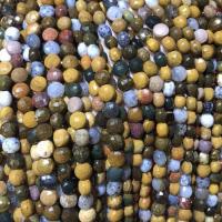 المحيط جاسبر خرزة, جولة شقة, ديي & الأوجه, الألوان المختلطة, 6mm, تباع لكل 14.96 بوصة حبلا