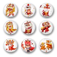 Fridge Magnets Glass Round random style & mixed pattern & cartoon pattern & with magnetic multi-colored 30mm Sold By PC