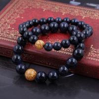 Blue Sandstone Bracelet with Gold Foil Round Unisex blue nickel lead & cadmium free Length Approx 7.48 Inch Sold By PC