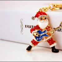 Zinc Alloy Key Clasp with Czech Rhinestone Santa Claus high quality plated fashion jewelry & Unisex & enamel nickel free Sold By PC