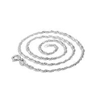 925 Sterling Silver Necklace Chain, platinum color plated, wave chain & different size for choice & for woman, Sold By PC