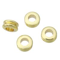 Brass távtartó gyöngyök, Sárgaréz, Fánk, arany színű aranyozott, 6x6x3mm, Méret:1, Által értékesített PC