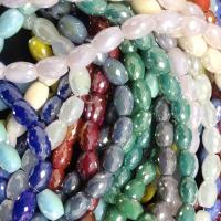 Ovale Kristallperlen, Kristall, DIY & imitiertes Porzellan & facettierte, mehrere Farben vorhanden, 10x15mm, 50PCs/Strang, verkauft per ca. 38 cm Strang