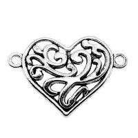 Heart Zinc Alloy Connector antique silver color plated vintage & 1/1 loop & hollow nickel lead & cadmium free Sold By PC