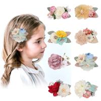 Cloth Children Hair Accessories Flower handmade mixed colors Sold By Pair
