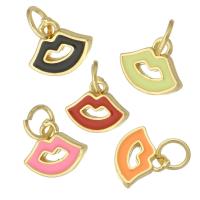 Brass Jewelry Pendants Lip gold color plated fashion jewelry & DIY & for woman & enamel Approx 3mm Sold By Lot