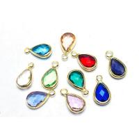 Crystal Pendants with Brass Teardrop plated fashion jewelry & DIY & for woman & faceted Sold By Lot