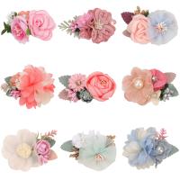 Children Hair Accessory, Cloth, Flower, handmade, cute & Girl, more colors for choice, 76x51mm, Sold By Pair