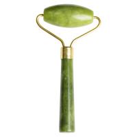 jade de nouvelle montagne Rouleau, avec fer, Placage de couleur d'or, Massage, vert, 105x55mm, Vendu par PC
